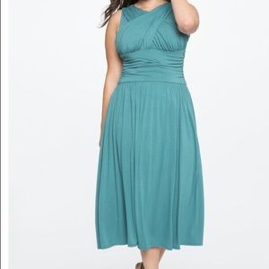 ELOQUII Ruched Cross Front Sea Foam Dress - Sz 20